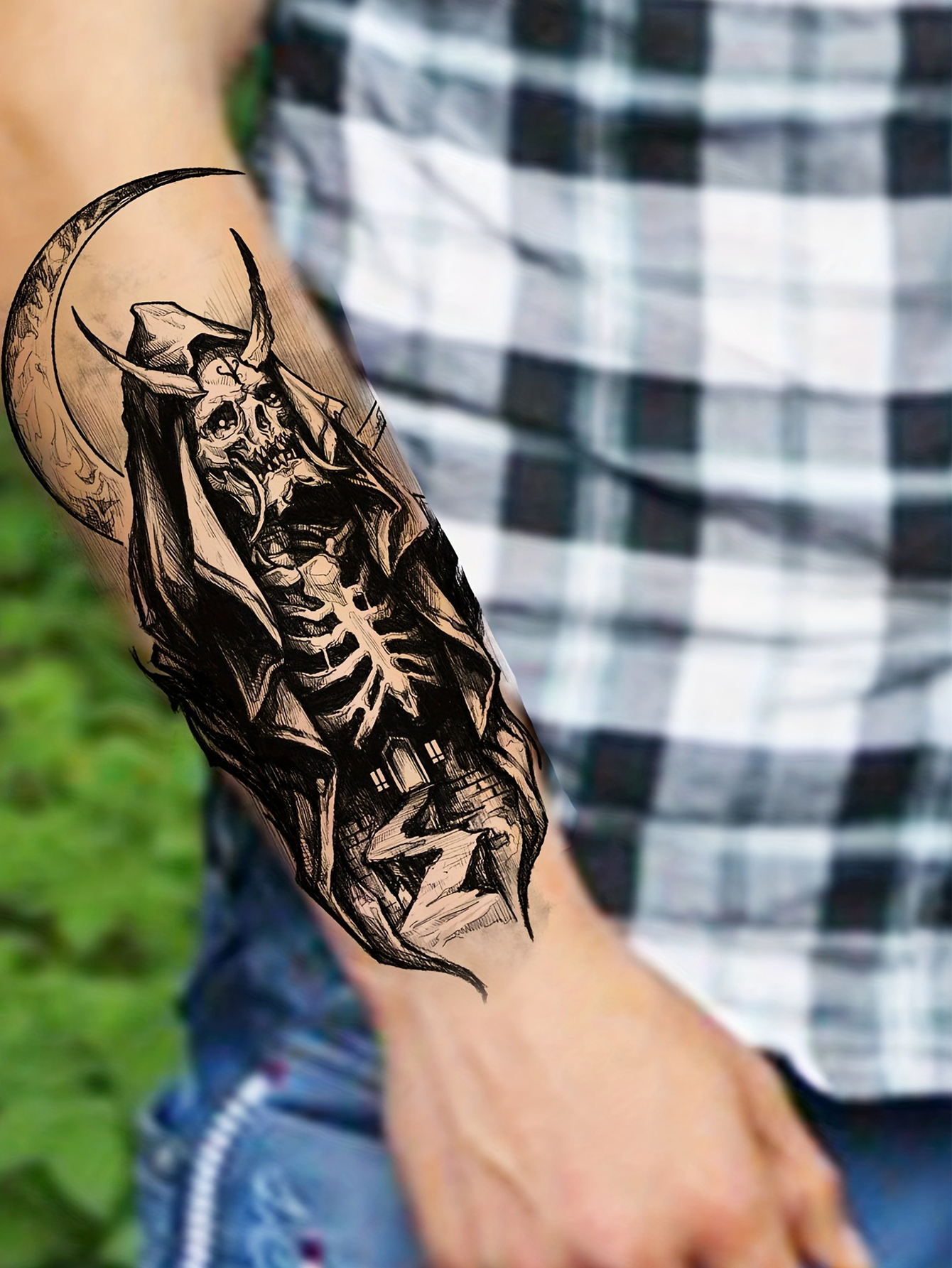 Realistic Death Skull Temporary Tattoo